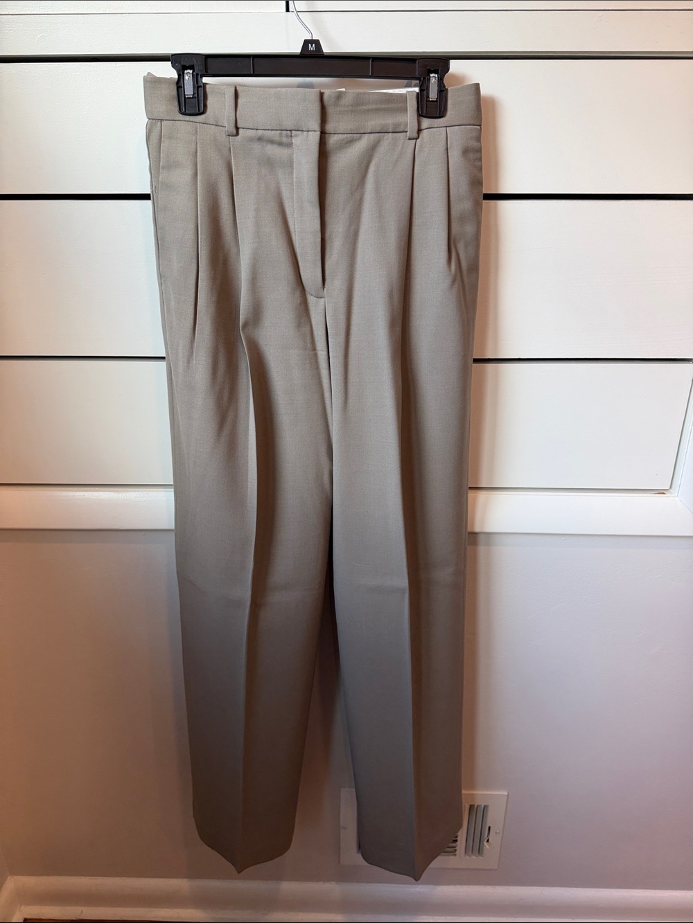 Aritzia Babaton Pleated Dress Pants in Light Taupe